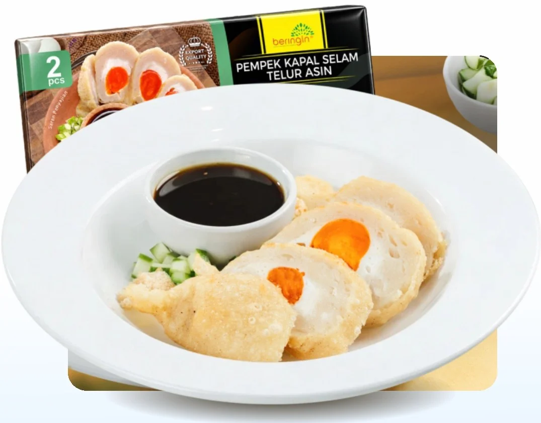 Pempek Kapal Selam with salted egg made by CV Pesona Musi